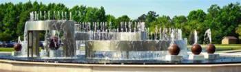 modern fountain with spherical elements