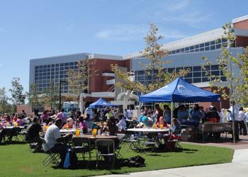 students at outdoor campus event