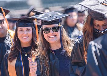 graduates at commencement ceremony