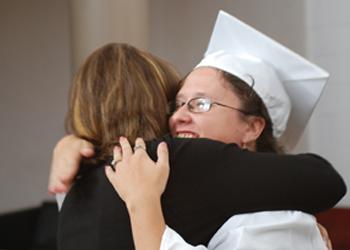 graduation embrace