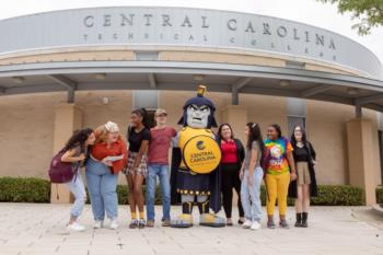 group by 'central carolina technical college' entrance with mascot