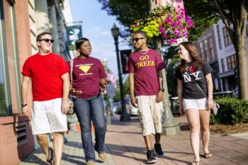 students walking in an urban setting